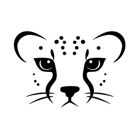 Cheetah simple black and white line art vector logo. Cheetahのイラスト素材
