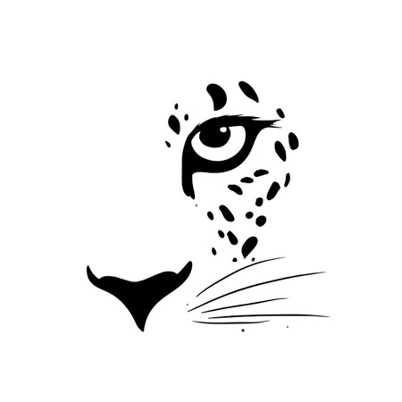 Jaguar simple black and white line art vector logo. Jaguarのイラスト素材