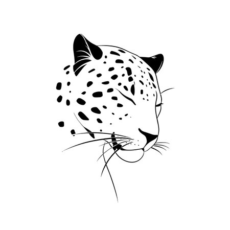 Leopard simple black and white line art vector logo. Leopardのイラスト素材