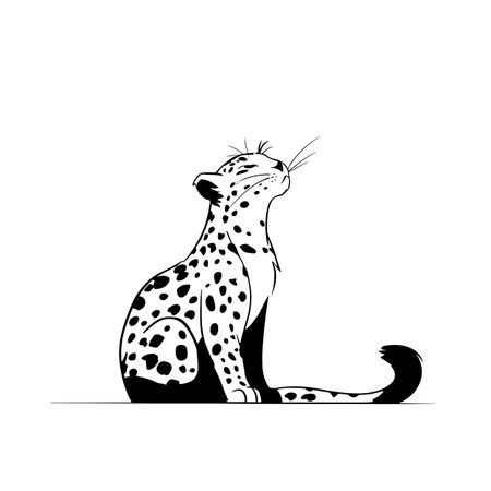 Jaguar simple black and white line art vector logo. Jaguarのイラスト素材