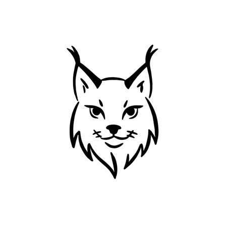 Lynx simple black and white line art vector logo. Lynxのイラスト素材
