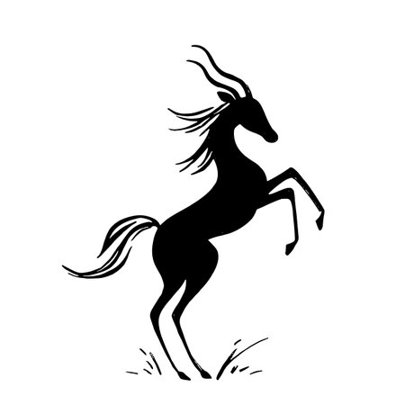 Antelope simple black and white line art vector logo. Antelopeのイラスト素材