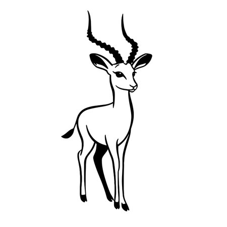 Antelope simple black and white line art vector logo. Antelopeのイラスト素材