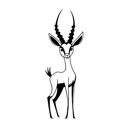 Gazelle simple black and white line art vector logo. Gazelleのイラスト素材