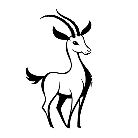 Gazelle simple black and white line art vector logo. Gazelleのイラスト素材