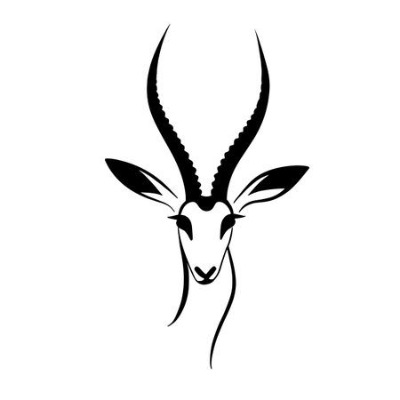 Gazelle simple black and white line art vector logo. Gazelleのイラスト素材