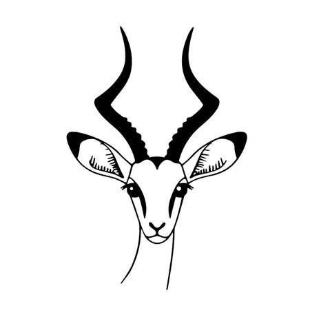 Impala simple black and white line art vector logo. Impalaのイラスト素材