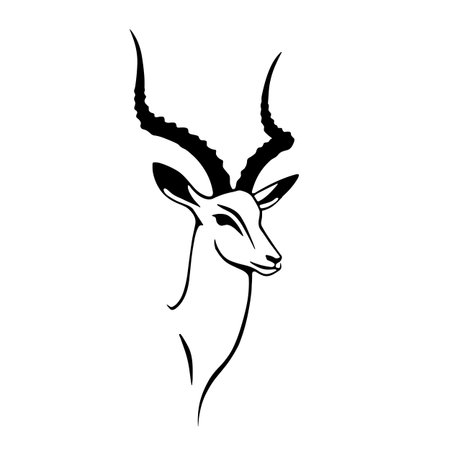 Impala simple black and white line art vector logo. Impalaのイラスト素材