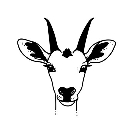 Okapi simple black and white line art vector logo. Okapiのイラスト素材