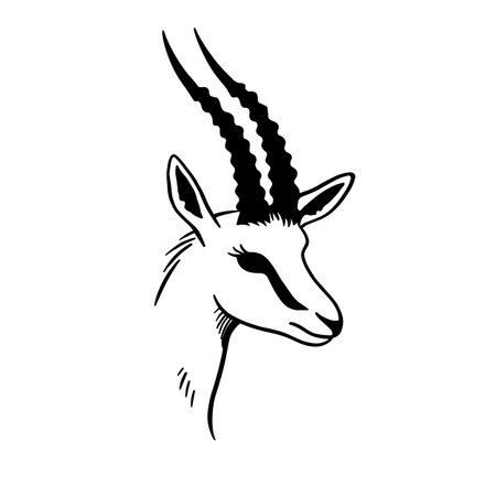 Saiga Antelope simple black and white line art vector logo. Saiga Antelopeのイラスト素材