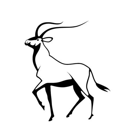 Okapi simple black and white line art vector logo. Okapiのイラスト素材