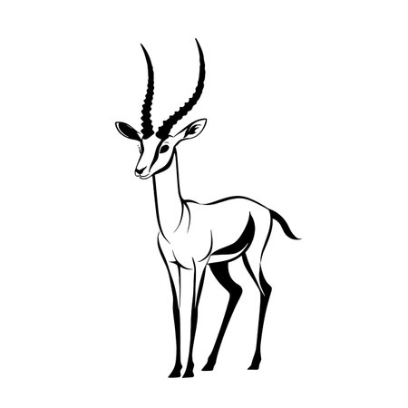 Saiga Antelope simple black and white line art vector logo. Saiga Antelopeのイラスト素材