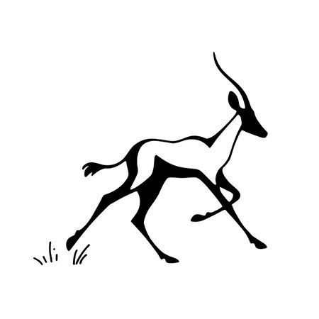Okapi simple black and white line art vector logo. Okapiのイラスト素材