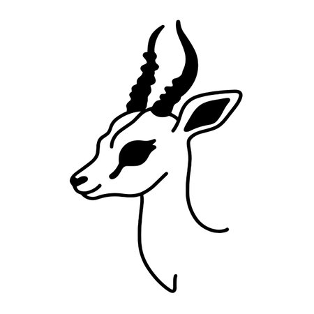 Saiga Antelope simple black and white line art vector logo. Saiga Antelopeのイラスト素材