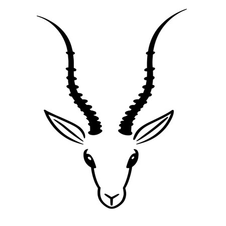 Saiga Antelope simple black and white line art vector logo. Saiga Antelopeのイラスト素材
