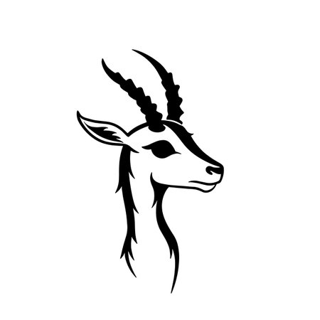 Saiga Antelope simple black and white line art vector logo. Saiga Antelopeのイラスト素材