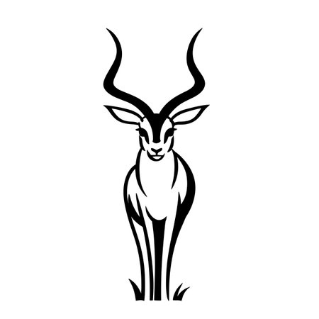 Antelope simple black and white line art vector logo. Antelopeのイラスト素材