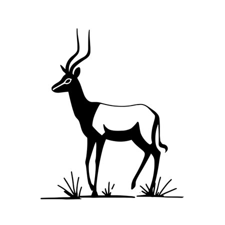 Eland simple black and white line art vector logo. Elandのイラスト素材