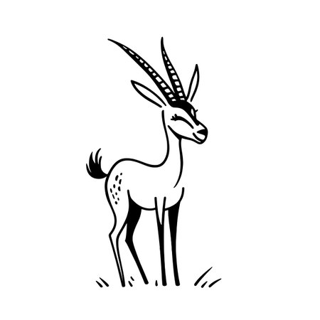 Gazelle simple black and white line art vector logo. Gazelleのイラスト素材