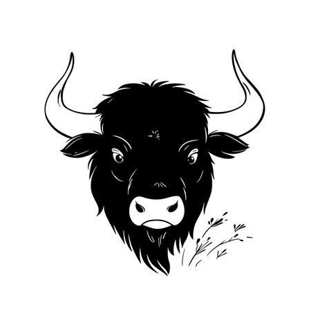 European Bison simple black and white line art vector logo. European Bisonのイラスト素材