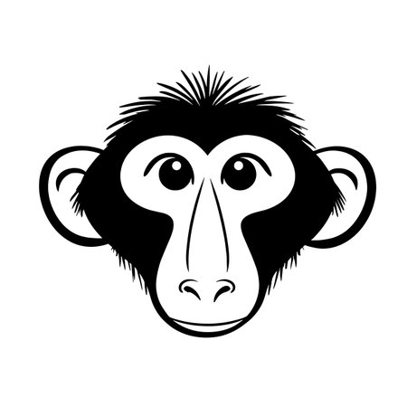 Baboon simple black and white line art vector logo. Baboonのイラスト素材