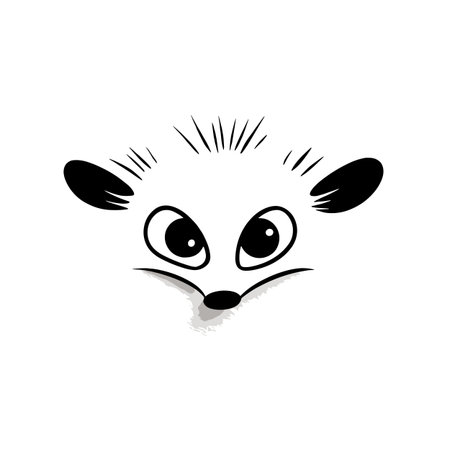 Aye-aye simple black and white line art vector logo. Aye-ayeのイラスト素材