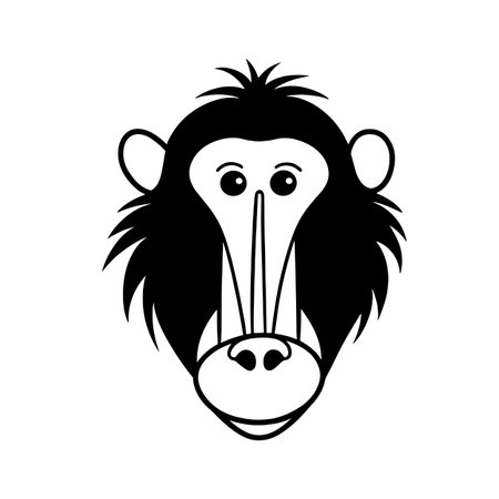 Baboon simple black and white line art vector logo. Baboonのイラスト素材