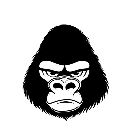 Eastern Gorilla simple black and white line art vector logo. Eastern Gorillaのイラスト素材