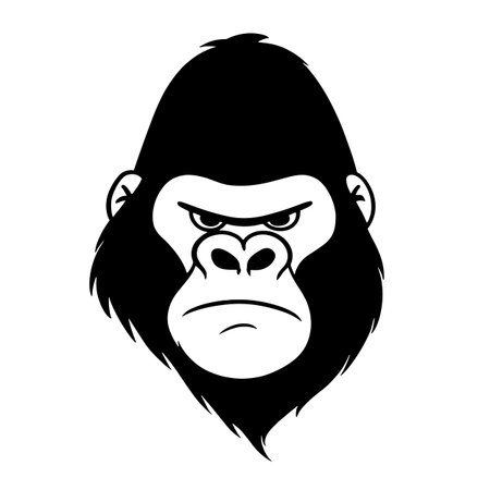 Eastern Gorilla simple black and white line art vector logo. Eastern Gorillaのイラスト素材