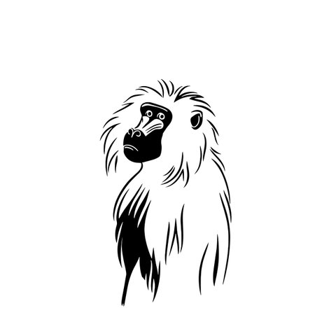 Baboon simple black and white line art vector logo. Baboonのイラスト素材