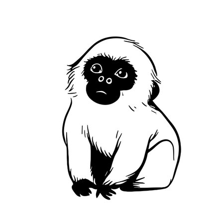 Howler Monkey simple black and white line art vector logo. Howler Monkeyのイラスト素材