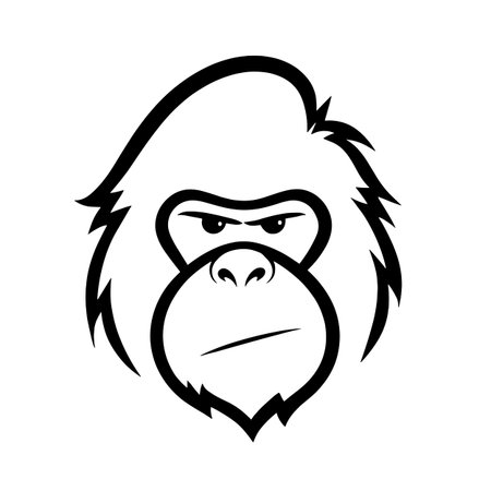 Bornean Orangutan simple black and white line art vector logo. Bornean Orangutanのイラスト素材