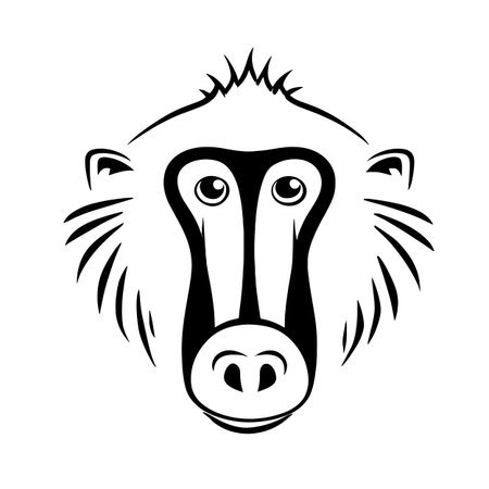 Baboon simple black and white line art vector logo. Baboonのイラスト素材