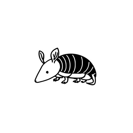 Armadillo simple black and white line art vector logo. Armadilloのイラスト素材