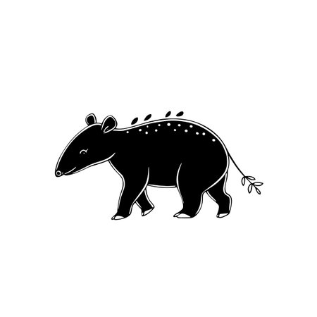 Tapir simple black and white line art vector logo. Tapirのイラスト素材
