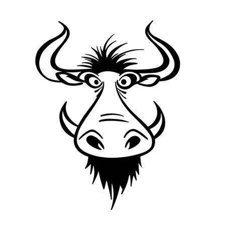 Warthog simple black and white line art vector logo. Warthogのイラスト素材