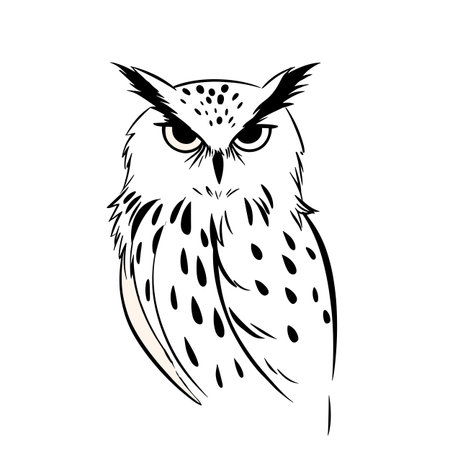 Eagle Owl simple black and white line art vector logo. Eagle Owlのイラスト素材