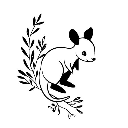 Tree Kangaroo simple black and white line art vector logo. Tree Kangarooのイラスト素材