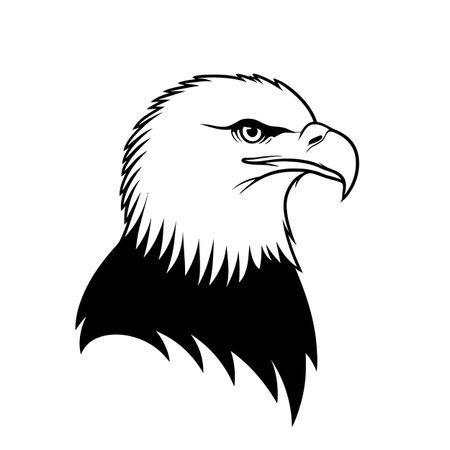 Bald Eagle simple black and white line art vector logo. Bald Eagleのイラスト素材