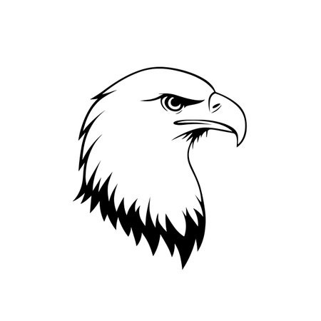 Bald Eagle simple black and white line art vector logo. Bald Eagleのイラスト素材