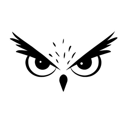 Eagle Owl simple black and white line art vector logo. Eagle Owlのイラスト素材