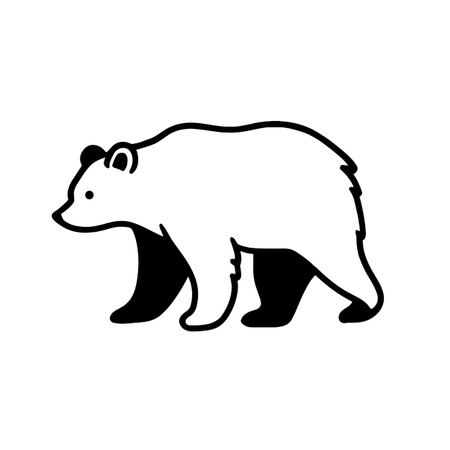 Grizzly Bear simple black and white line art vector logo. Grizzly Bear
