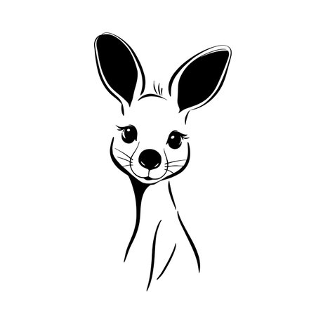 Kangaroo simple black and white line art vector logo. Kangaroosのイラスト素材