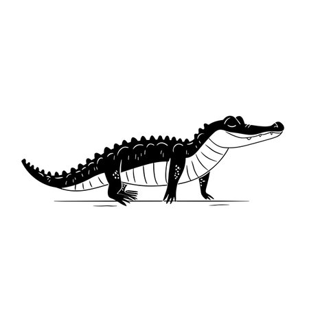 American Alligator simple black and white line art vector logo. American Alligatorのイラスト素材