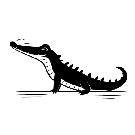 American Alligator simple black and white line art vector logo. American Alligatorのイラスト素材