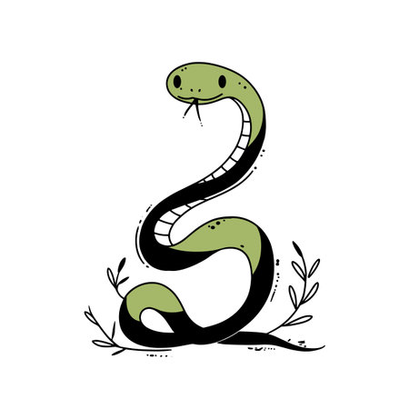 Anaconda simple black and white line art vector logo. Anaconda
