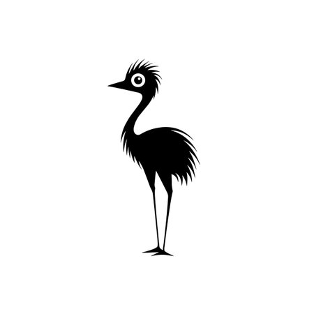 Cassowary simple black and white line art vector logo. Cassowaryのイラスト素材