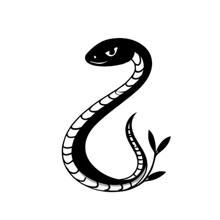 Coral Snake simple black and white line art vector logo. Coral Snakeのイラスト素材