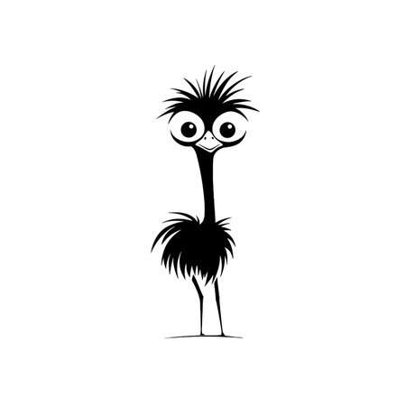 Emu simple black and white line art vector logo. Emuのイラスト素材