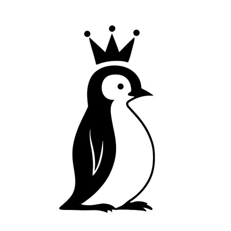 Emperor Penguin simple black and white line art vector logo. Emperor Penguinのイラスト素材